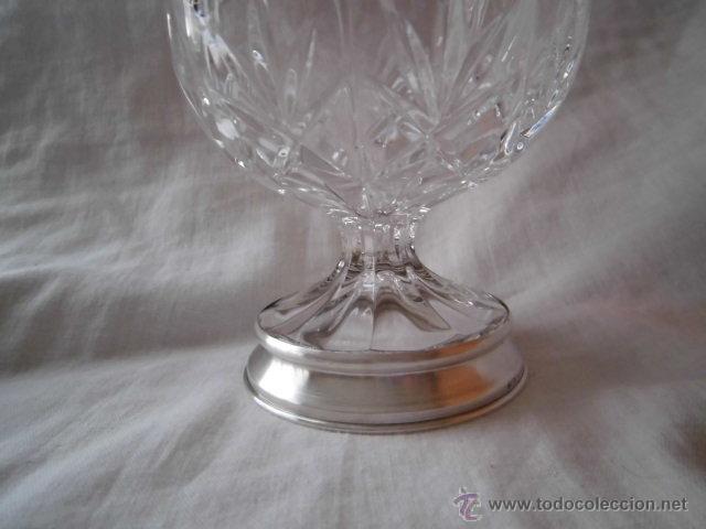 Antig&uuml;edades: ORIGINAL COMPOTERA DE CRISTAL TALLADO Y BASE DE PLATA - Foto 2