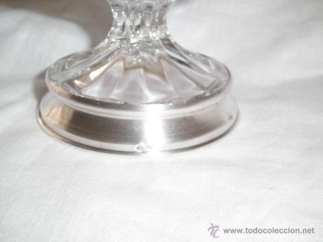 Antig&uuml;edades: ORIGINAL COMPOTERA DE CRISTAL TALLADO Y BASE DE PLATA - Foto 4