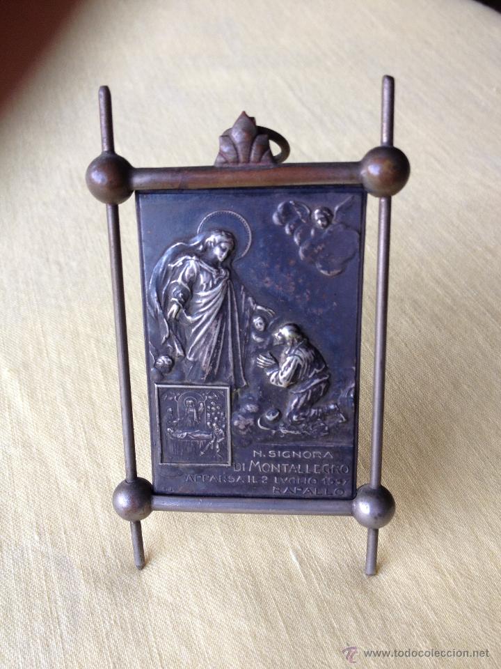 Antiques: PLACA DE VIAJE RELIGIOSA VIRGEN DE N.SIGNORA DI MONTALLEGRO #AV059