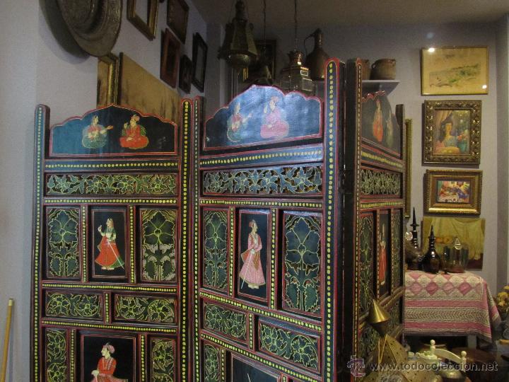 Antig&uuml;edades: ESPECTACULAR PARABAN DE MADERA CON 4 HOJAS - Foto 3