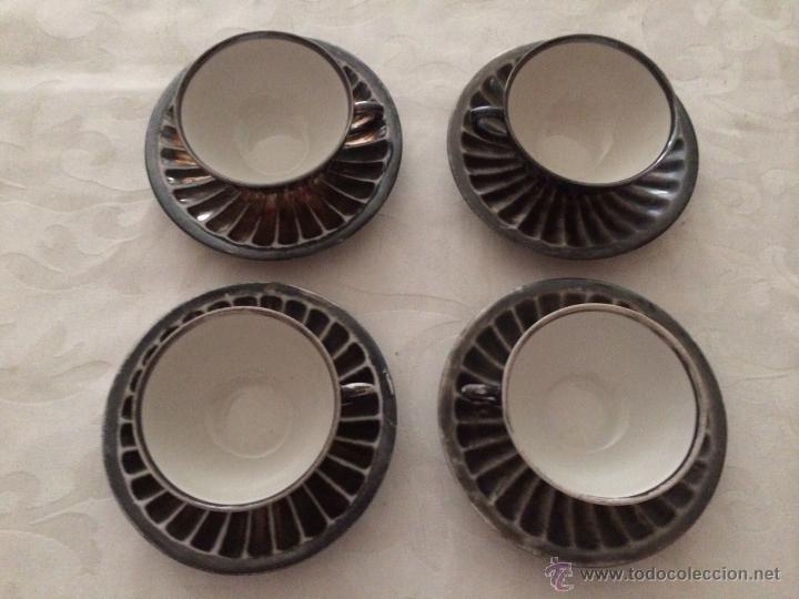 Antig&uuml;edades: 4 antiguas tazas de caf&eacute; plateadas - Foto 1