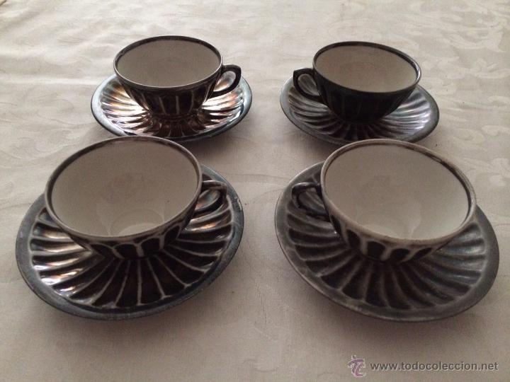 Antig&uuml;edades: 4 antiguas tazas de caf&eacute; plateadas - Foto 2