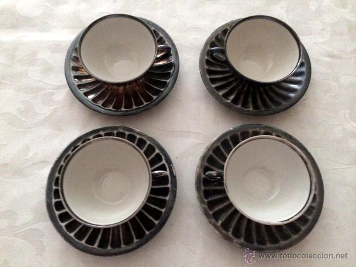 Antig&uuml;edades: 4 antiguas tazas de caf&eacute; plateadas - Foto 3