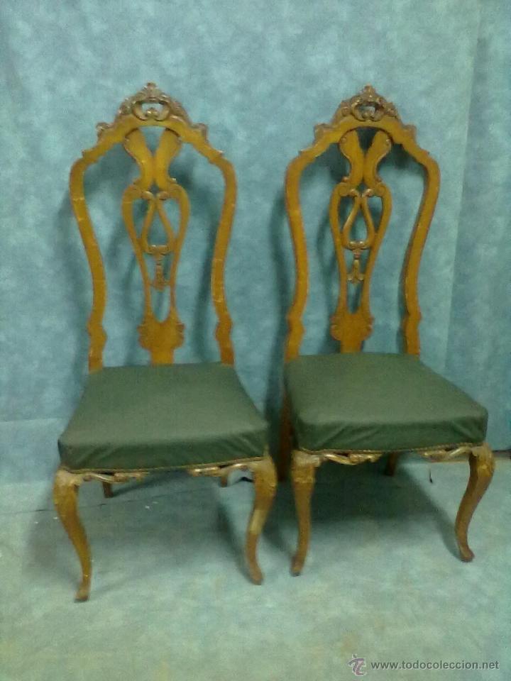 Antig&uuml;edades: SEIS SILLAS VALENCIANAS ROCOCO PARA RESTAURAR - Foto 4
