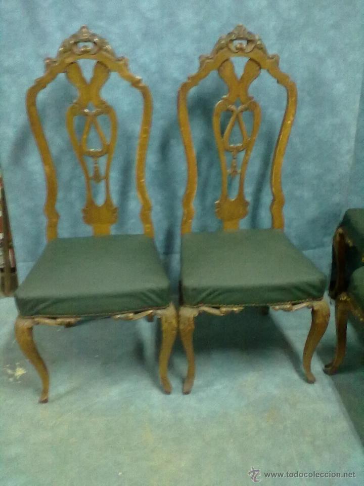 Antig&uuml;edades: SEIS SILLAS VALENCIANAS ROCOCO PARA RESTAURAR - Foto 8