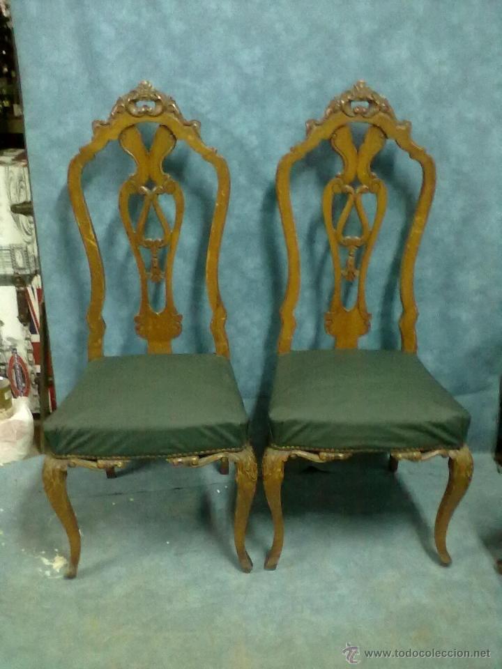 Antig&uuml;edades: SEIS SILLAS VALENCIANAS ROCOCO PARA RESTAURAR - Foto 12