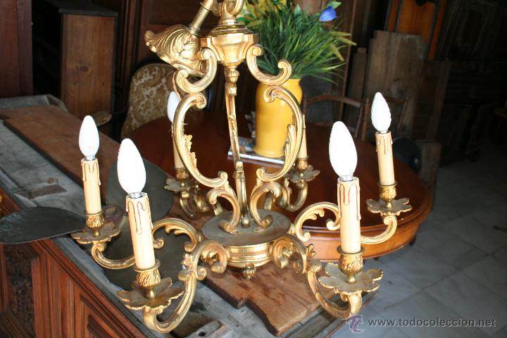 Antig&uuml;edades: LAMPARA BRONCE ESTILO LUIS XV. REF. 5740 - Foto 2