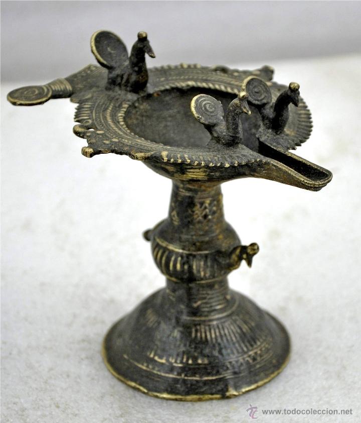 antigua lampara de aceite en bronce de ceremoni - Compra venta en  todocoleccion