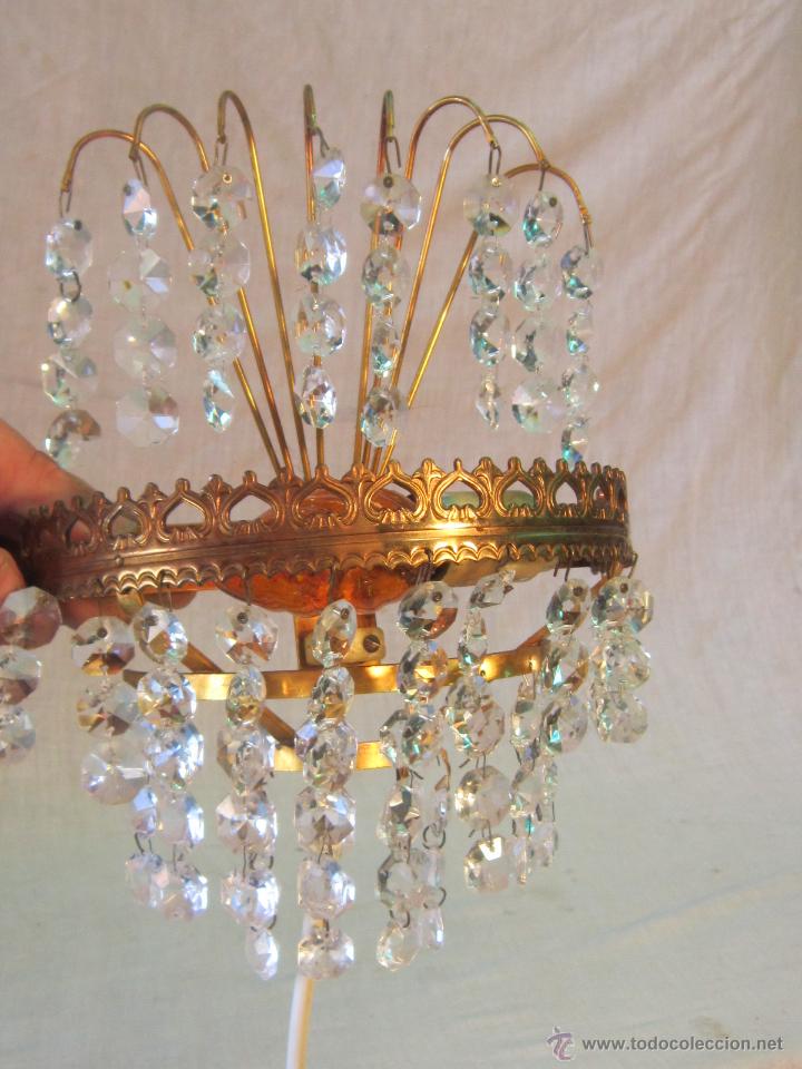 Antig&uuml;edades: APLIQUE EN LATON Y CRISTAL - Foto 6