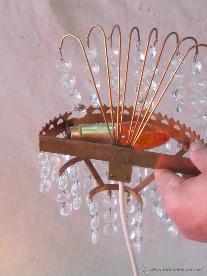 Antig&uuml;edades: APLIQUE EN LATON Y CRISTAL - Foto 7