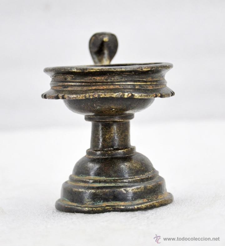 Antig&uuml;edades: Lampara de aceite india en bronce n&ordm; 021 - Foto 2