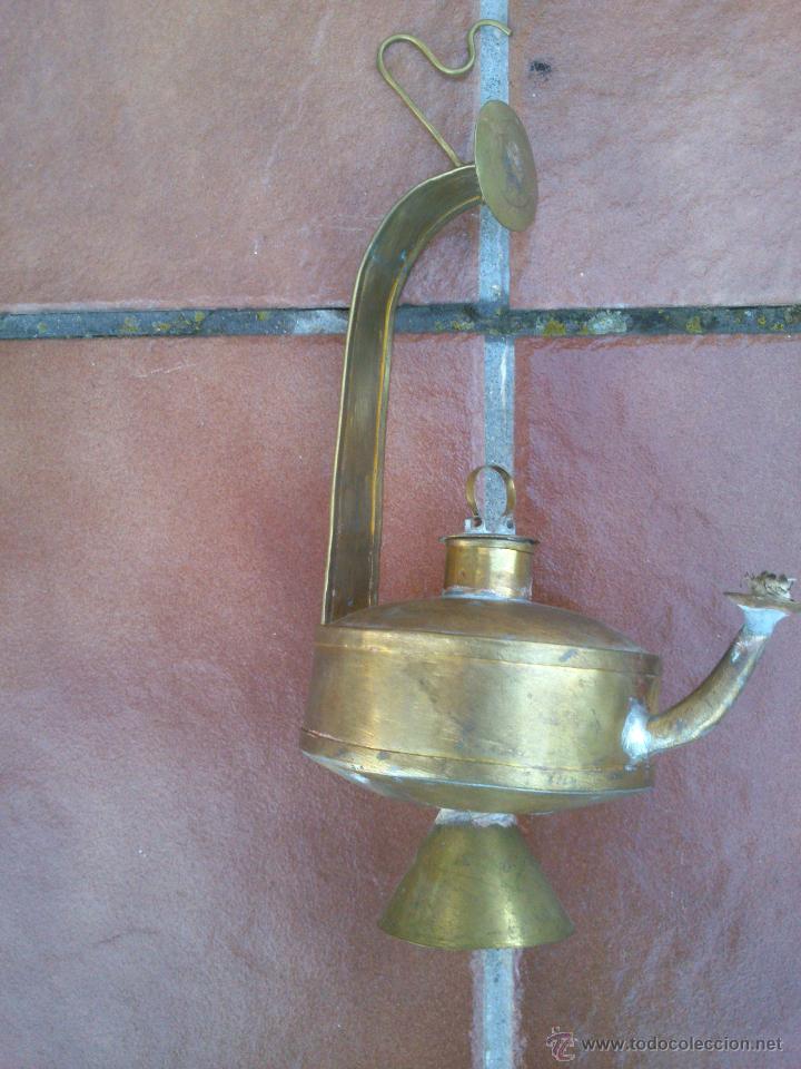 Antig&uuml;edades: ANTIGUO QUINQUE CANDIL DE LAT&Oacute;N - Foto 2