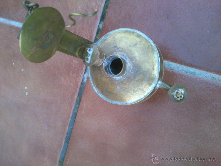 Antig&uuml;edades: ANTIGUO QUINQUE CANDIL DE LAT&Oacute;N - Foto 3