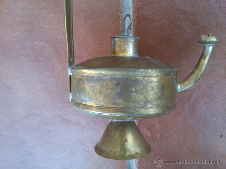 Antig&uuml;edades: ANTIGUO QUINQUE CANDIL DE LAT&Oacute;N - Foto 5