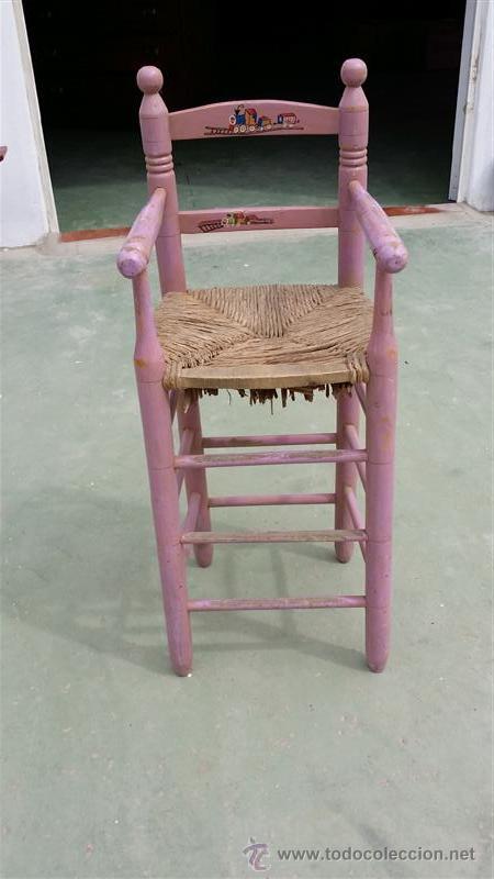 Antig&uuml;edades: sillon de ni&ntilde;o rosa antiguo - Foto 1