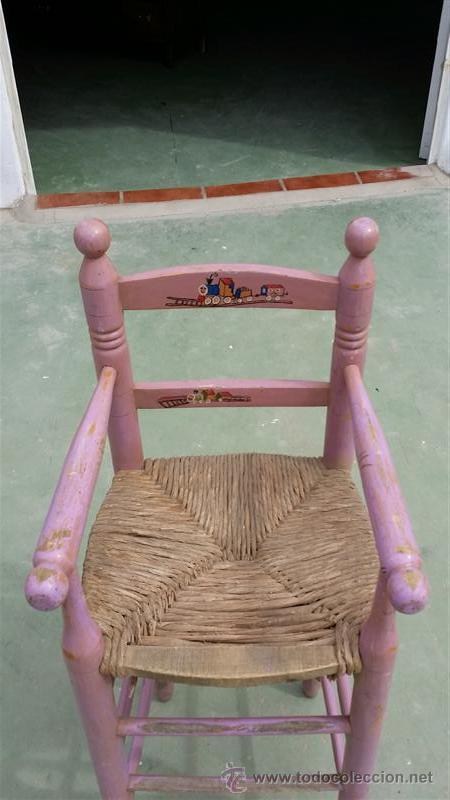 Antig&uuml;edades: sillon de ni&ntilde;o rosa antiguo - Foto 2