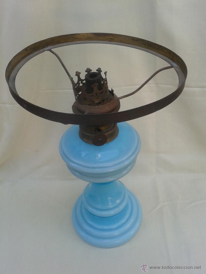 Antig&uuml;edades: Gran Quinqu&eacute; en cristal de opalina azul Marca Kosmos Brenner - Foto 1