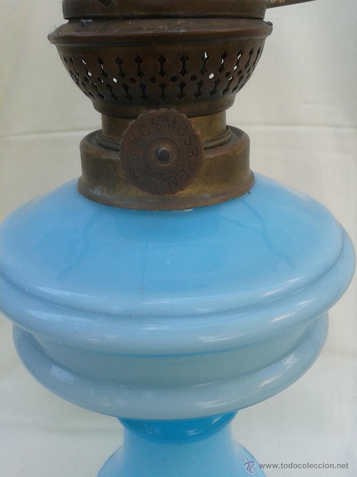 Antig&uuml;edades: Gran Quinqu&eacute; en cristal de opalina azul Marca Kosmos Brenner - Foto 3