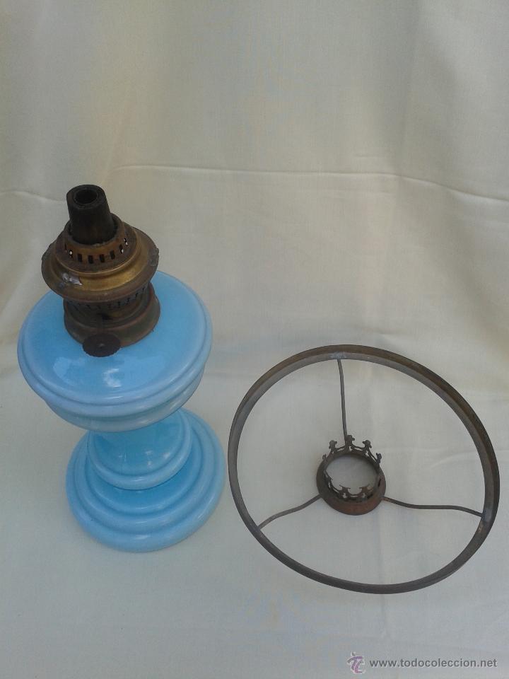 Antig&uuml;edades: Gran Quinqu&eacute; en cristal de opalina azul Marca Kosmos Brenner - Foto 4