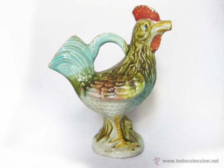Antig&uuml;edades: ANTIGUO BOTIJO CON FORMA DE GALLO DE MANISES. - Foto 1