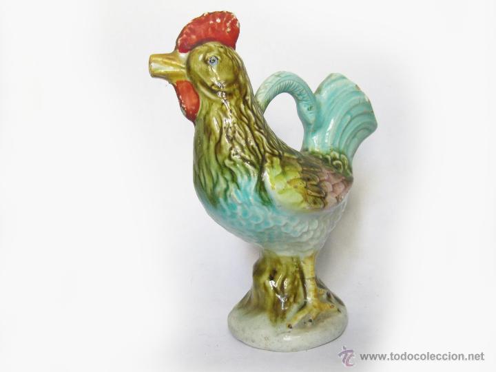 Antig&uuml;edades: ANTIGUO BOTIJO CON FORMA DE GALLO DE MANISES. - Foto 2