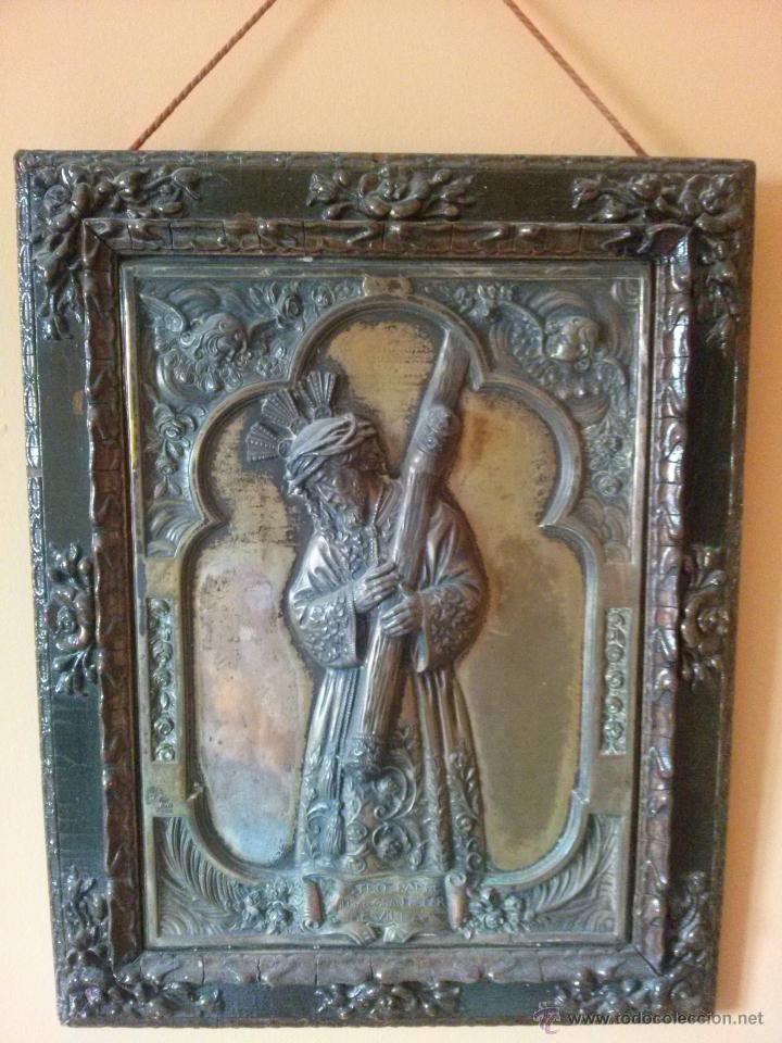 Antig&uuml;edades: CUADRO EN METAL REPUJADO JESUS DEL GRAN PODER SEVILLA - Foto 1