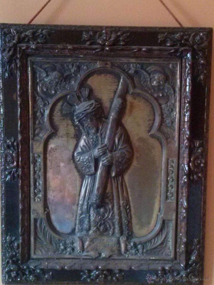 Antig&uuml;edades: CUADRO EN METAL REPUJADO JESUS DEL GRAN PODER SEVILLA - Foto 7