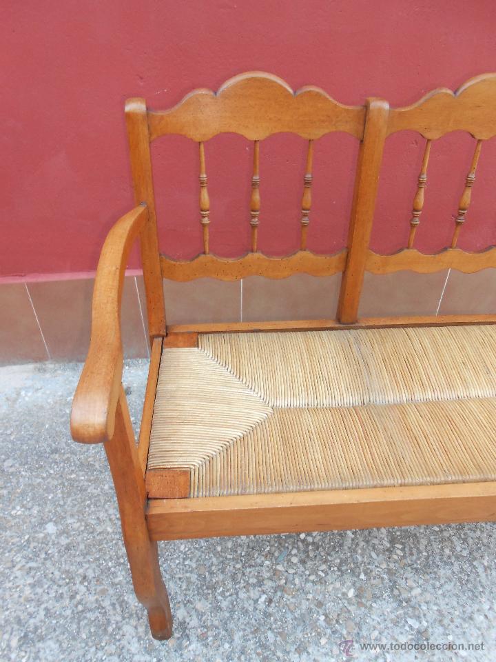 Antig&uuml;edades: ANTIGUO BANCO DE MADERA Y ENEA.RESTAURADO - Foto 4