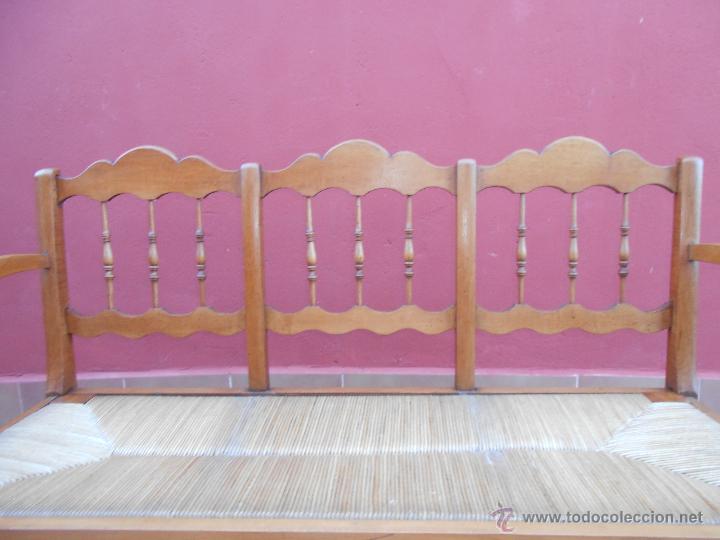 Antig&uuml;edades: ANTIGUO BANCO DE MADERA Y ENEA.RESTAURADO - Foto 6