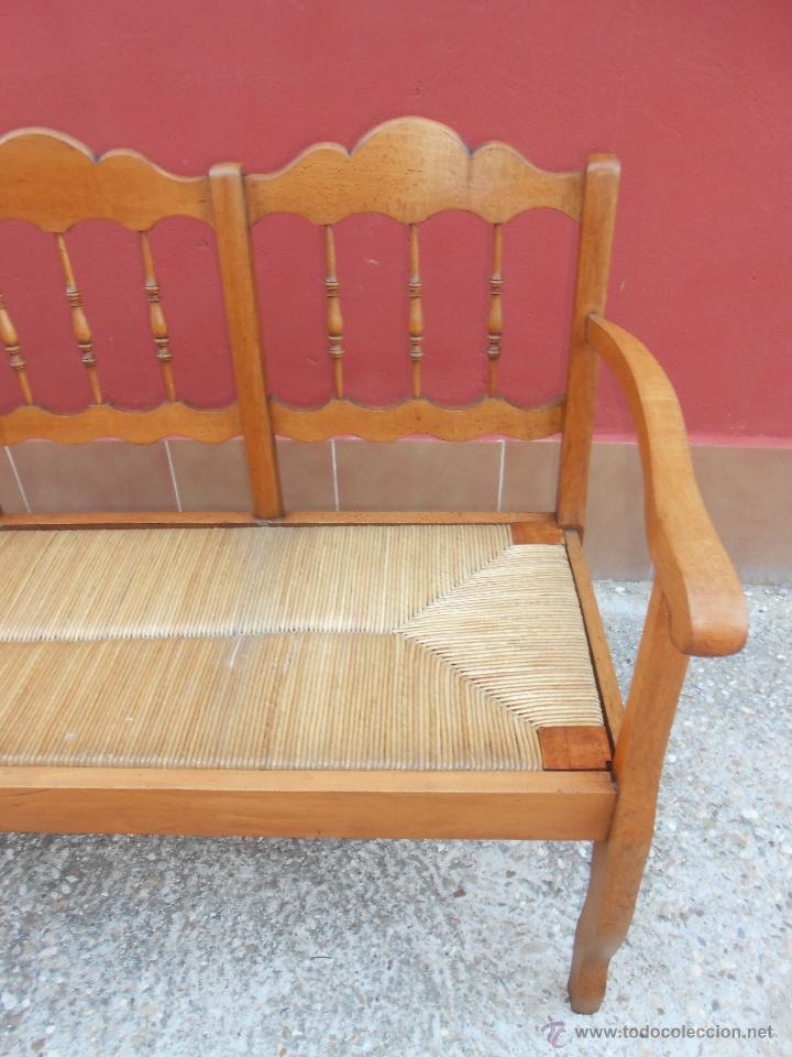 Antig&uuml;edades: ANTIGUO BANCO DE MADERA Y ENEA.RESTAURADO - Foto 7