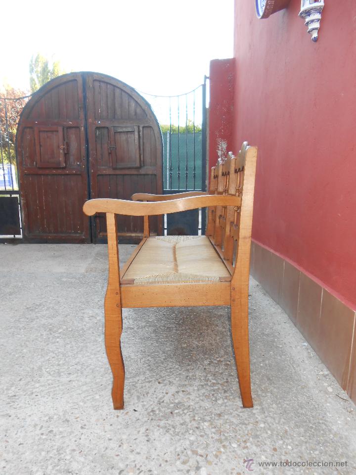Antig&uuml;edades: ANTIGUO BANCO DE MADERA Y ENEA.RESTAURADO - Foto 9