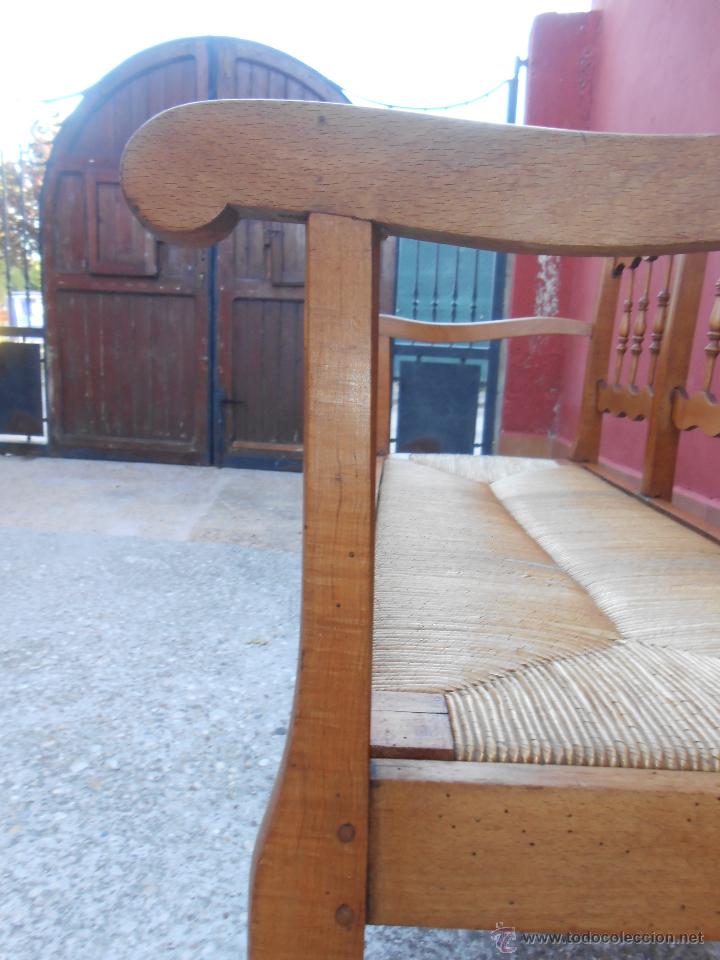 Antig&uuml;edades: ANTIGUO BANCO DE MADERA Y ENEA.RESTAURADO - Foto 10