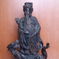 Antigüedades: ANTIGUA IMAGEN DEL HEROE CHINO GUAN-YU DEL REINO SHU EN BRONCE CON DRAGON ORIENTAL ( XIX ) .. Lote 45268836