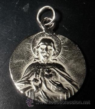 Antig&uuml;edades: medalla sagrado corazon en plata de ley - 20mm - Foto 1