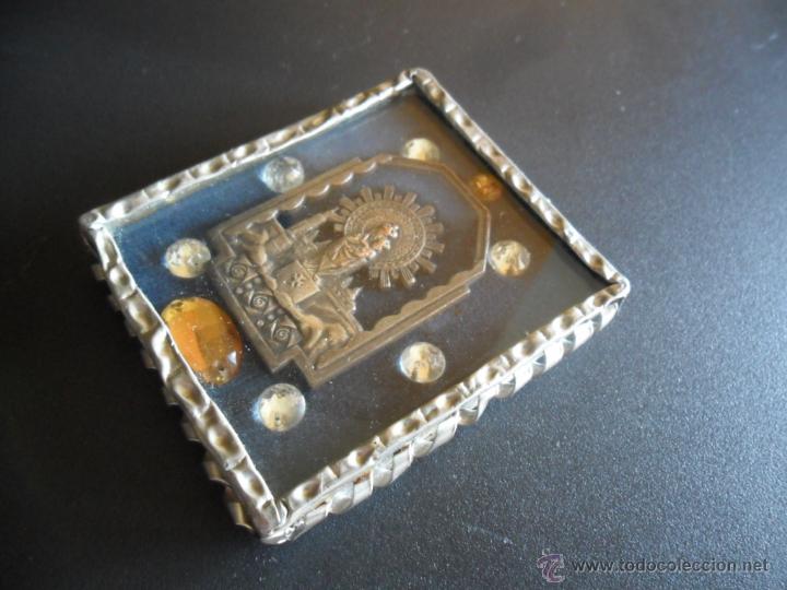 Antig&uuml;edades: CUADRITO CON MEDALLA DE LA VIRGEN DEL PILAR - Foto 4