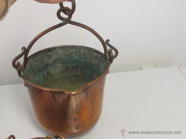 Antig&uuml;edades: Conjunto de 3 ollas de cobre - Foto 3