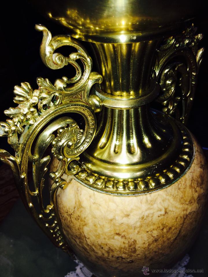 Antig&uuml;edades: ANTIGUO JARR&Oacute;N DE BRONCE Y M&Aacute;RMOL - Foto 3