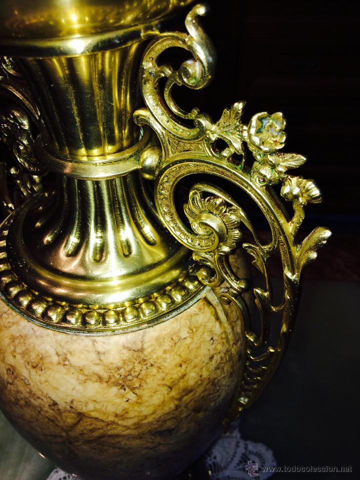 Antig&uuml;edades: ANTIGUO JARR&Oacute;N DE BRONCE Y M&Aacute;RMOL - Foto 4