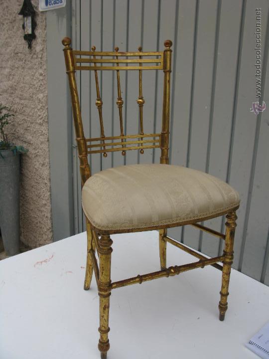 Antig&uuml;edades: silla de madera antigua tapizada perfectamente. - Foto 4