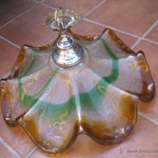 Antigüedades: GRAN LAMPARA DE CRISTAL MACIZO PLISADO.30X55CM.