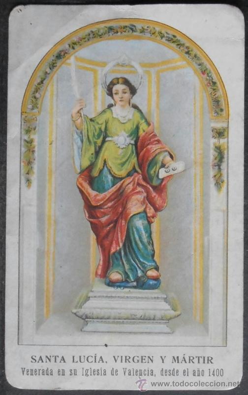 Antiquit&auml;ten: (0814)ESTAMPA 12X7 CM APROX,SANTA LUCIA VENERADA EN SU IGLESIA DE VALENCIA,CONSERVACION:
