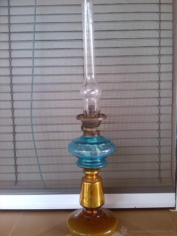Antig&uuml;edades: antiguo quinque de cristal - Foto 1