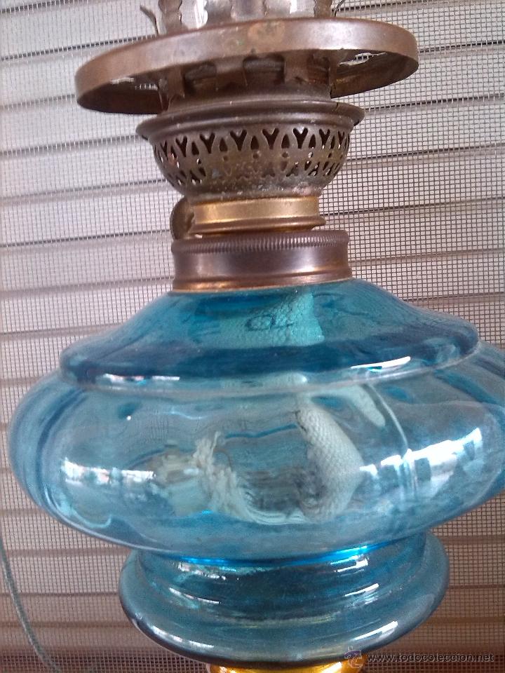 Antig&uuml;edades: antiguo quinque de cristal - Foto 3