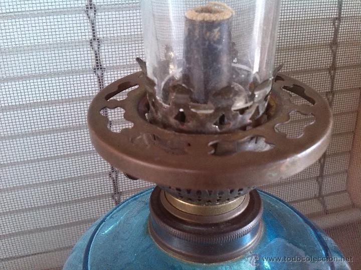 Antig&uuml;edades: antiguo quinque de cristal - Foto 4