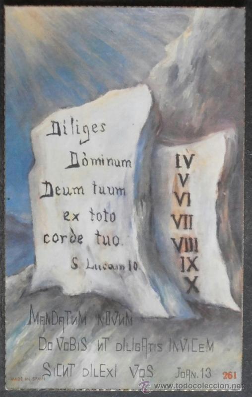 Antiquit&auml;ten: (1165)ESTAMPA 12X7 CM APROX,LOS MANDAMIENTOS,ONSERVACION,VER FOTOS