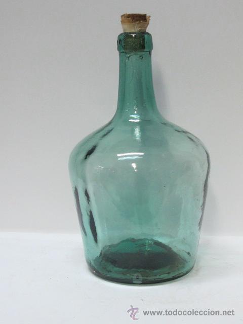 Antig&uuml;edades: Botella de vidrio verde - Foto 1