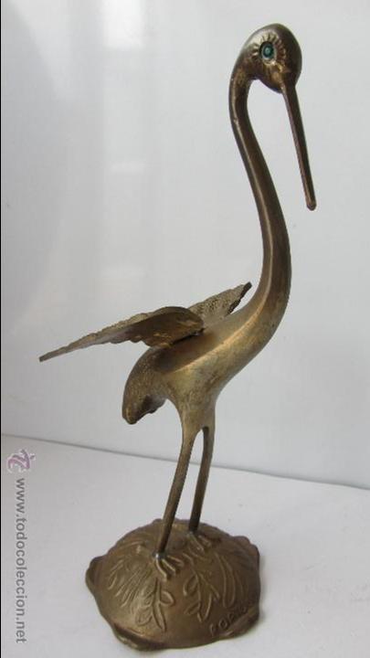 Antig&uuml;edades: FIGURA DE GARZA EN BRONCE - Foto 1