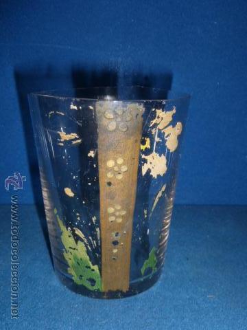 Antiguidades: ANTIGUO VASO DE CRISTAL PINTADO A MANO