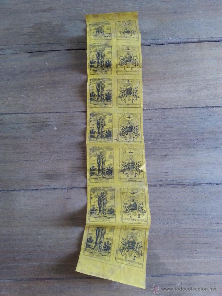 Antig&uuml;edades: ANTIGUA CINTA DE ALGODON ENCERADO CON SANTO PARA ESCAPULARIOS - Foto 1