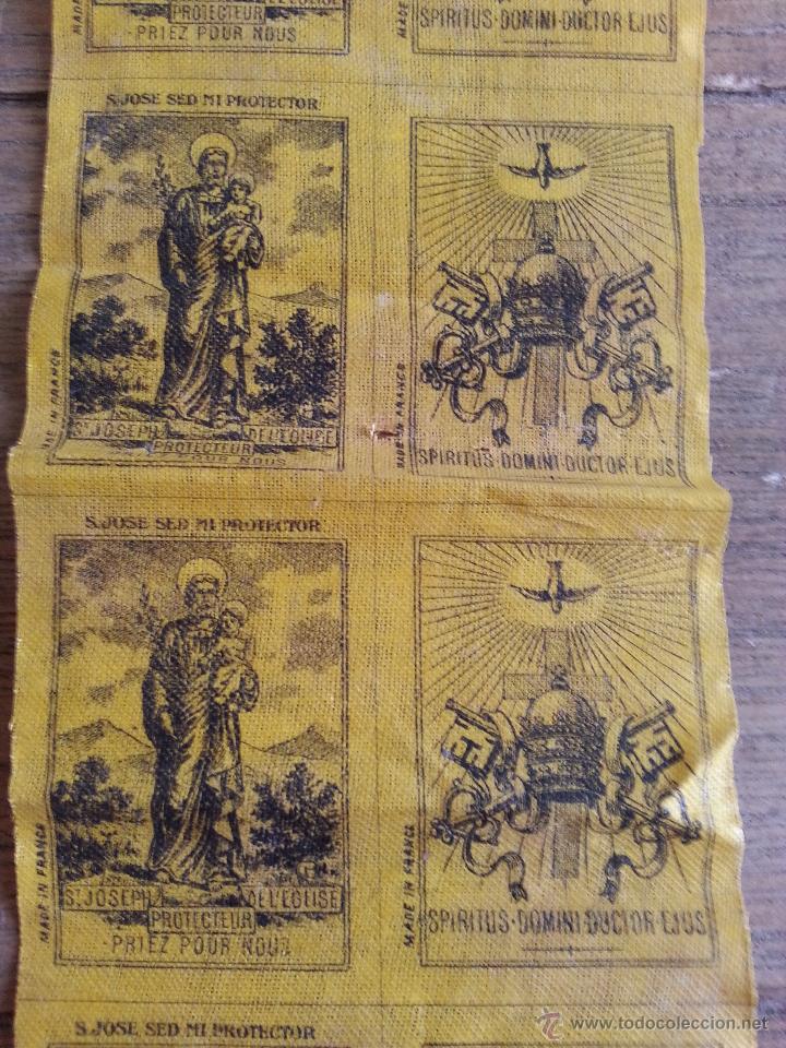 Antig&uuml;edades: ANTIGUA CINTA DE ALGODON ENCERADO CON SANTO PARA ESCAPULARIOS - Foto 2